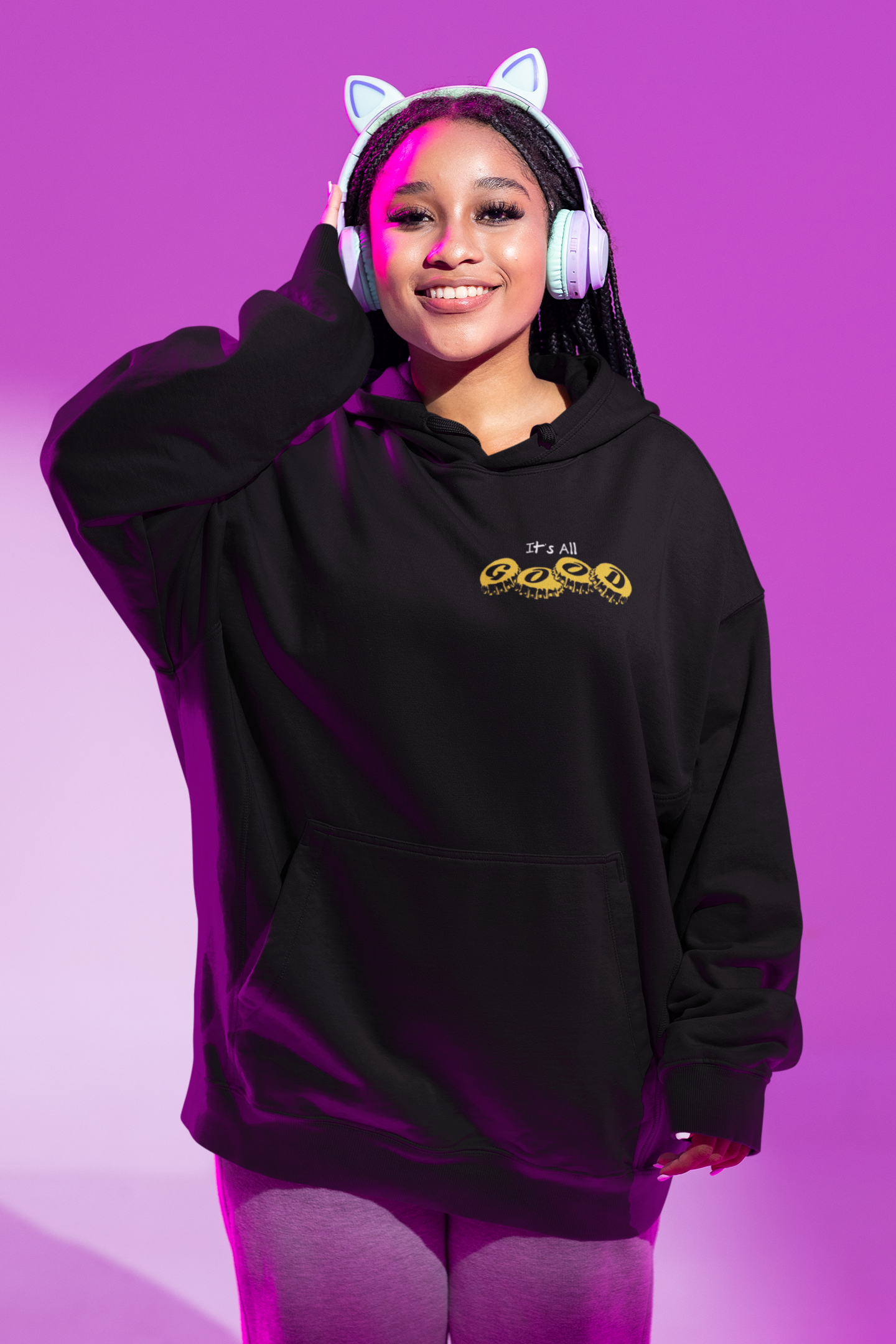 All Good Smiley Bottle Cap Design Hoodie